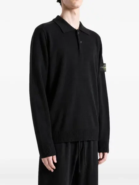 Вълнен пуловер Stone Island камъни черно