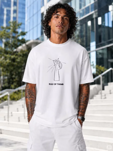 T-shirt oversize z nadrukiem Dstreet biały