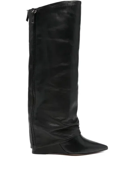 Botine The Seller din piele cu pană negru