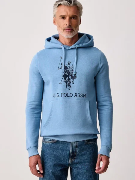 U.S. Polo Assn. hanorac cu glugă pentru bărbați cu LARGE DHM albastru