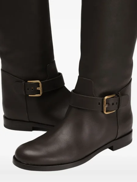 Botine Dolce & Gabbana din piele cu cataramă maro