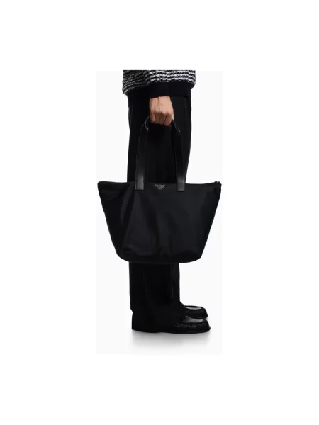 Shopperka Emporio Armani skórzana czarna