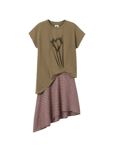 Rochie mini B+ab cu imagine asimetrică cu motiv cu inimi verde