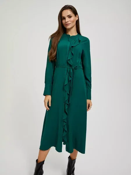 Rochie midi Marisse cu volane negru