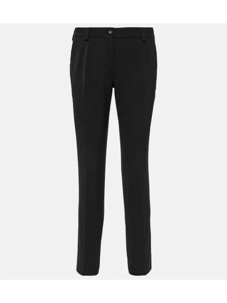 Pantaloni Dolce&gabbana cu talie joasă de lână negru