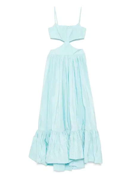 Tafta sukienka midi Saiid Kobeisy do kolan garniturowa niebieska