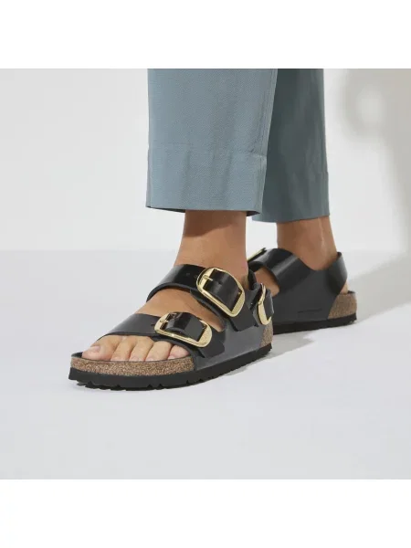 Sneakers Birkenstock Milano Big Buckle Natural Leather Patent High-Shine Black EUR 37 czarne