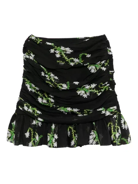 Jedwabna spódnica mini Cynthia Rowley w kwiatki z nadrukiem czarna