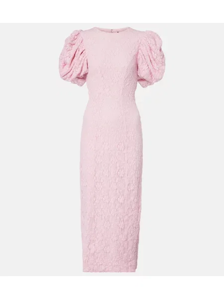 Rochie midi Rotate din dantelă până la genunchi de costum roz