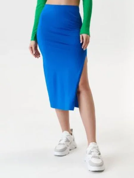 Sinsay Midi sukně s nabíráním Modrá