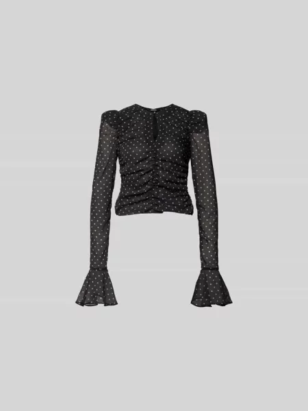 Bluzka o kroju slim fit z marszczeniami Rotate czarna
