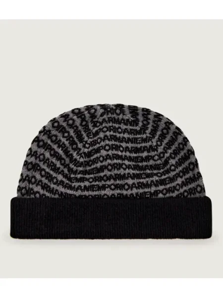 Emporio Armani Căciulă cu adaos de lână negru