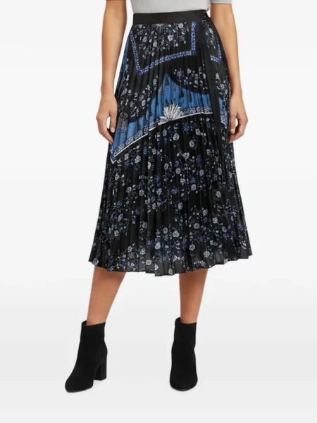 Fustă midi Sandro cu model floral cu imagine negru