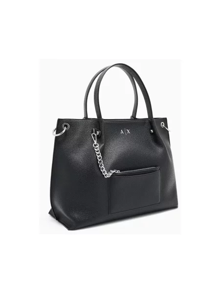 Armani Exchange kabelka typu shopper dámska z imitácie kože čierna