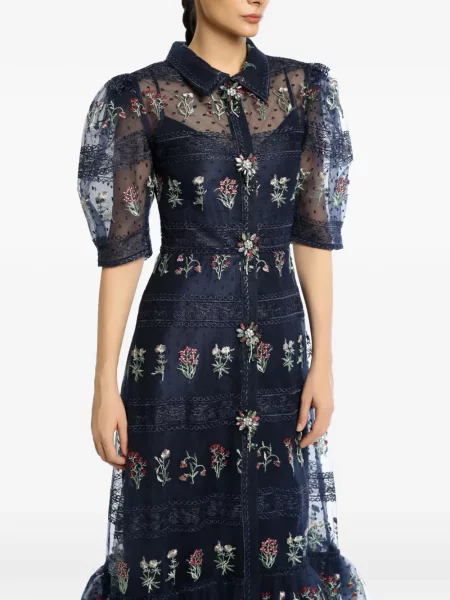 Rochie Miau By Clara Rotescu cu model floral albastru