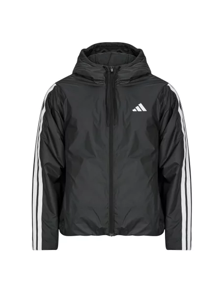 Puhovka Adidas s črtami s kapuco črna