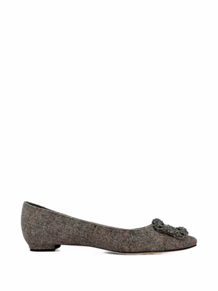 Lapos talpú tweed szandál Manolo Blahnik szürke