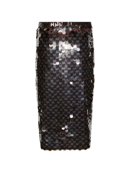 Fustă midi P.a.r.o.s.h. cu paiete până la genunchi maro