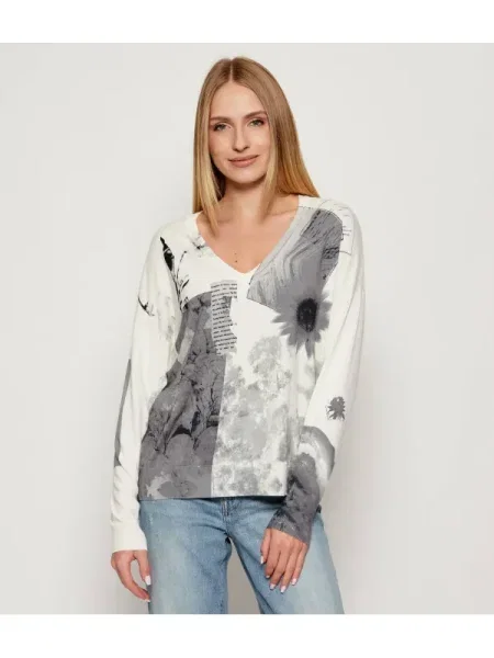 Kötött szvetter Desigual fehér