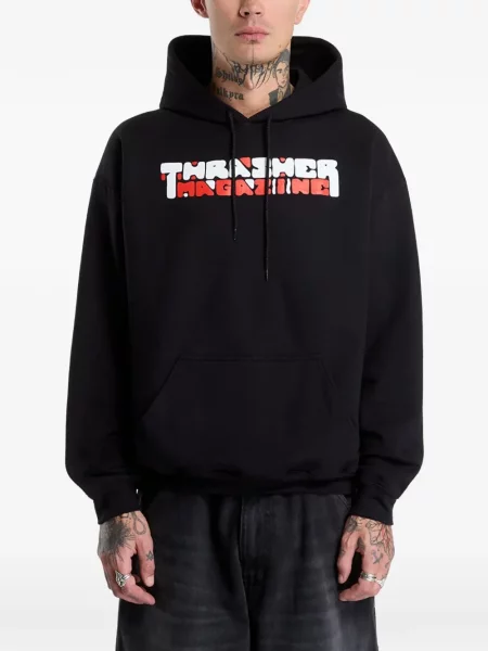 Bluza z kapturem Thrasher z nadrukiem czarna
