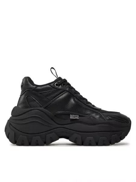 Pantofi Buffalo cu șireturi din dantelă negru