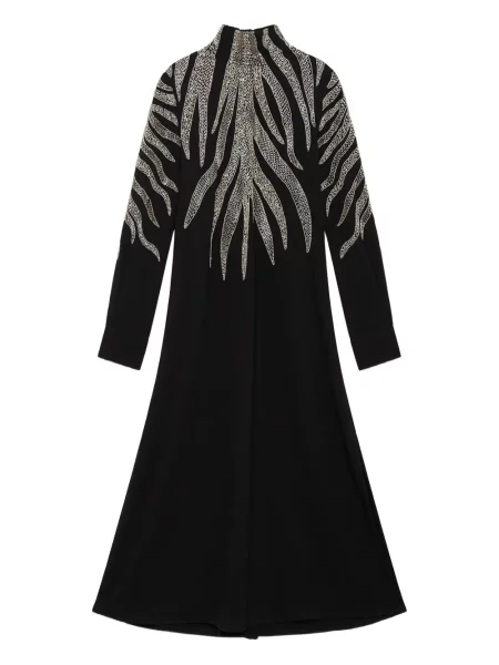 Sukienka midi Maliparmi do kolan z koralikami garniturowa czarna