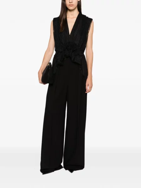 Top Alberta Ferretti cu volane negru