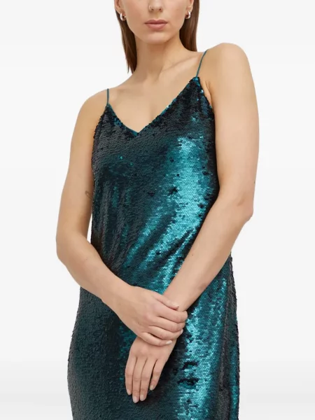 Rochie midi Samsøe Samsøe cu paiete până la genunchi de costum verde