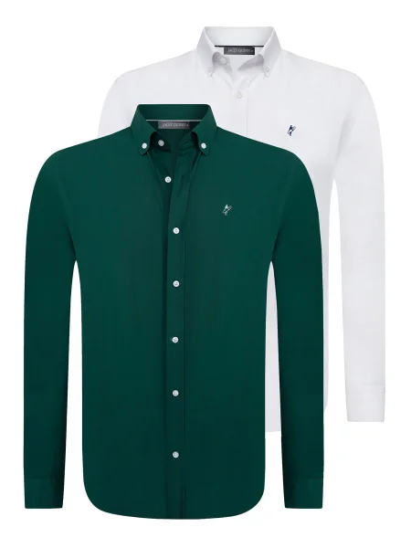 Jacey Quinn Košeľa tmavozelená biela