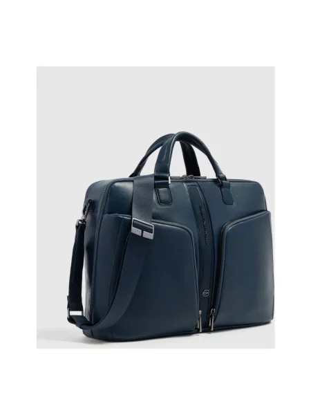 Torba na laptopa Piquadro skórzana niebieska