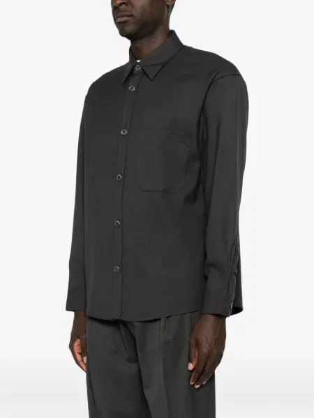 Vlněná košile Emporio Armani s autogramem šedá