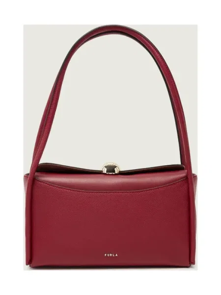 Furla De piele geantă pe umăr FURLA NICOLE M BOSTON bordo