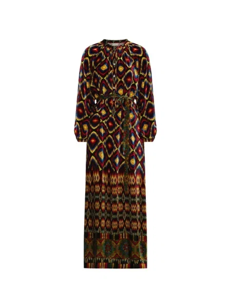 Rochie maxi Pierre-louis Mascia cu imagine cu imprimeu geometric negru