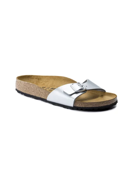 Birkenstock Madrid Birko-Flor Silver Regular Fit Kobiety Sandały Birkenstock Size: szary