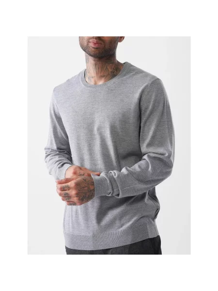 BOSS sweter wełniany lekki szary