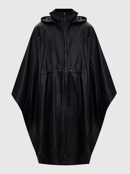 Шкіряний кейп з капюшоном Yves Salomon Army чорний