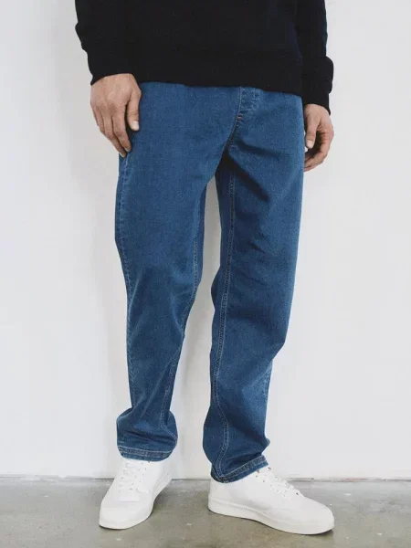 Широкі джинси DIVERSE Lev бавовна/поліестер/еластан блакитний