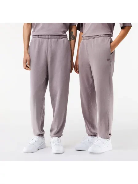 Lacoste Spodnie Dresowe Z Polaru Bawełnianego fioletowe