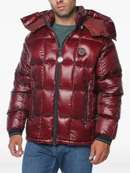 Geacă cu puf Armani Exchange cu glugă roșu