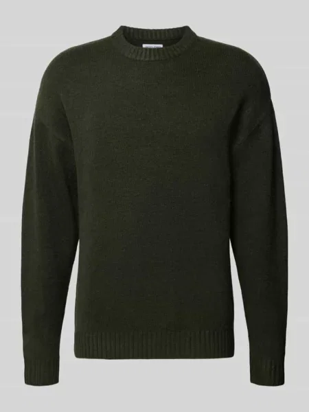 Sweter z dzianiny z okrągłym dekoltem model SOHO OLLIE' Jack & Jones oliwkowy