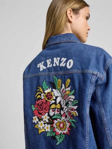 Kurtka jeansowa z wyhaftowanym logo Kenzo niebieska