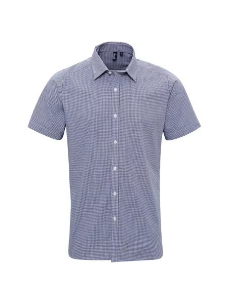 Koszula Z Krótkim Rękawem W Kratkę Micro Gingham biała