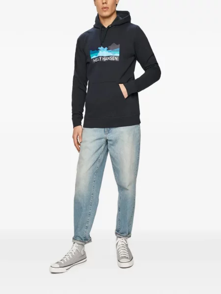 Hanorac cu glugă Helly Hansen cu imagine cu cordon albastru