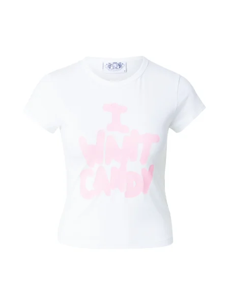 Juicy Couture Tricou I WANT CANDY roz alb