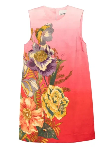 Rochie mini Alemais cu model floral de costum roz