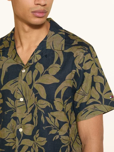 Tommy Hilfiger Koszula Resortowa Regular Fit Z Lnu blau granatowa