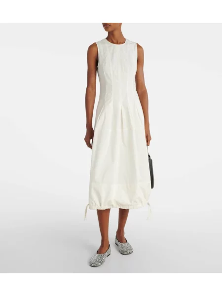 Obleka midi obleka Proenza Schouler nad koleni poplin bela