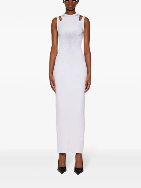 Rochie maxi Mugler tricotate de costum alb