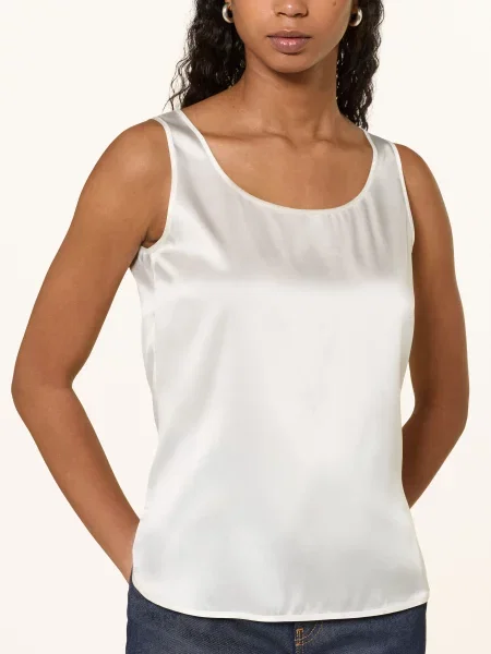 Top z jedwabiu Mm By Max Mara beżowy