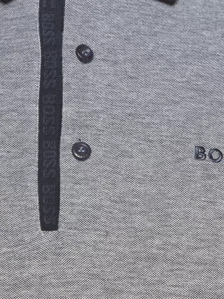 Tricou polo Boss cu broderie gri